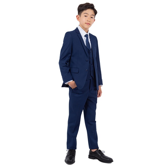 Solid Cobalt Notch Lapel 5 Piece Perry Ellis Boy's Suit - Picture 1 of 5